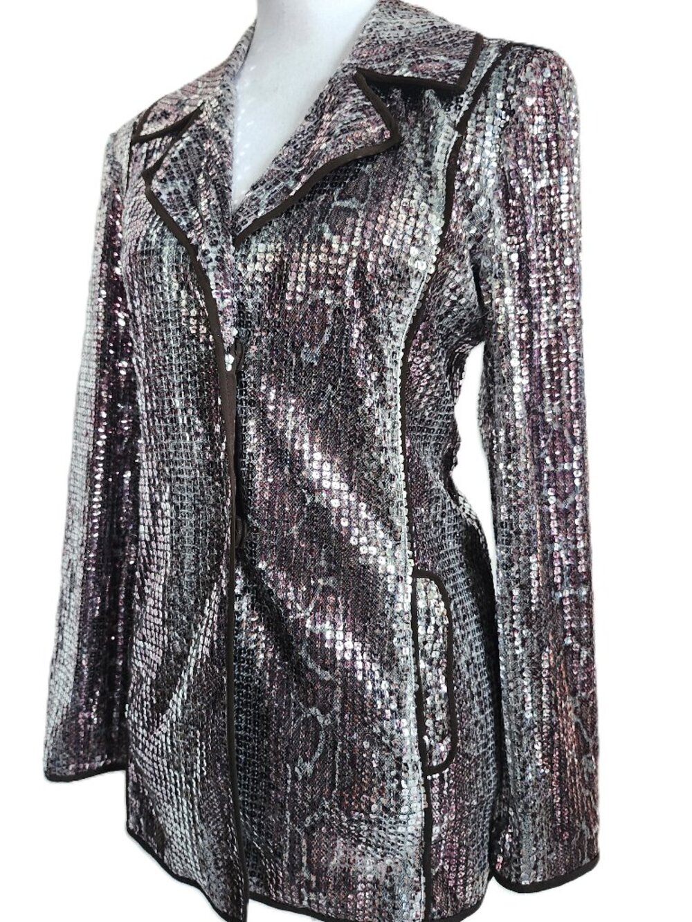 Chico's Animal Snake Print Sequin Jacket Size 0 US-4/6